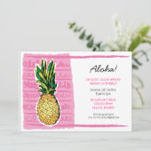 Roze anananas Luau Uitnodiging (Staand voorkant)