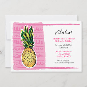 Roze anananas Luau Uitnodiging
