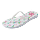 Roze anananas, monogrammen teenslippers (Schuin)