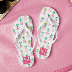 Roze anananas, monogrammen teenslippers