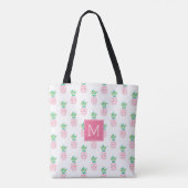 Roze anananas, monogrammen tote bag (Achterkant)
