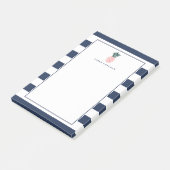 Roze anananas | Navy Stripe gepersonaliseerd Post-it® Notes (Schuin)