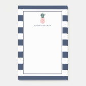 Roze anananas | Navy Stripe gepersonaliseerd Post-it® Notes (Voorkant)