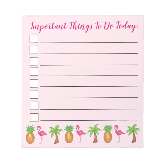 Roze anananas-palmboom van Flamingo om lijst te do Notitieblok (Voorkant)