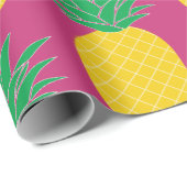 Roze anananas Tropisch Cadeaupapier (Rol Hoek)