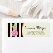 Roze anananas zwarte strepes etiket (Insitu)