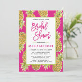 Roze anananasappel Bridal Shower Invitation Kaart (Staand voorkant)