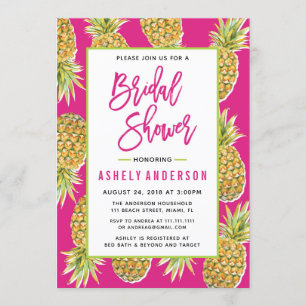 Roze anananasappel Bridal Shower Invitation Kaart