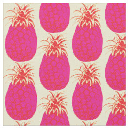 Roze anananasappelfruit  patroon op beige stof