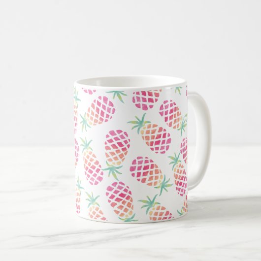 Roze Ananas aquarel mok (Voorkant rechts)