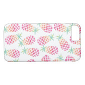 Roze Ananas Aquarel patroon iphone cover (Achterkant (Horizontaal))