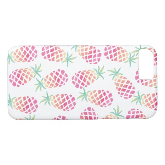 Roze Ananas Aquarel patroon iphone cover (Achterkant (Horizontaal))