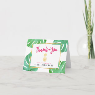 Roze Ananas Bruiloftsfeest Bedankkaart