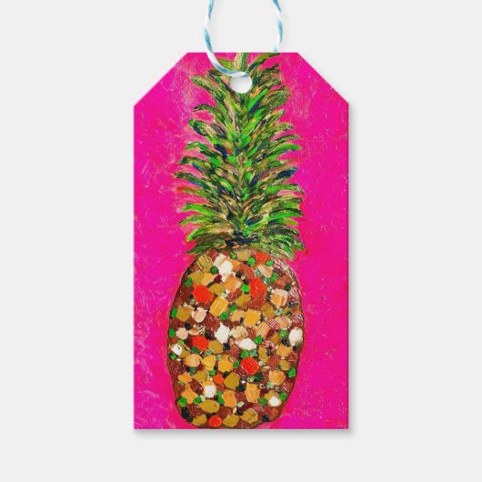Roze Ananas Cadeaubijslage Cadeaulabel (Voorkant)