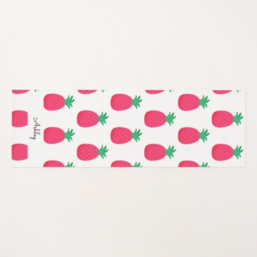 Roze Ananas Patroon Chique Wit Yogamat (Voorkant (horizontaal))