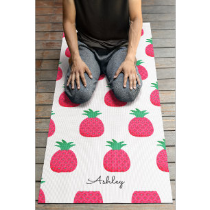 Roze Ananas Patroon Chique Wit Yogamat