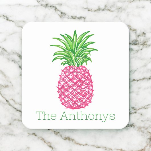 Roze Ananas Persoonlijk  Kartonnen Onderzetters