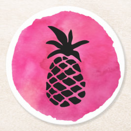 Roze Ananas Ronde Kartonnen Onderzetter
