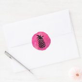 Roze Ananas Ronde Sticker (Envelop)
