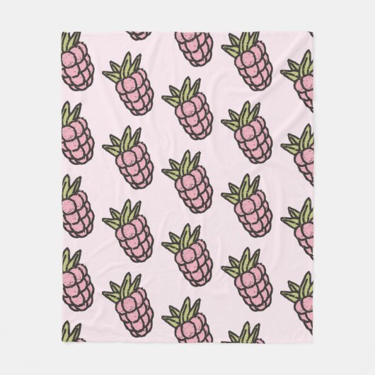 Roze Ananas Tropisch Fruit Botanische Zomer Fleece Deken (Voorkant)