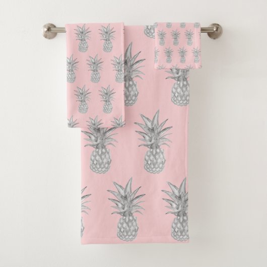 Roze ananas tropisch patroon bad handdoek (Insitu)