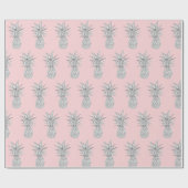 Roze ananas tropisch patroon cadeaupapier (Vlak)