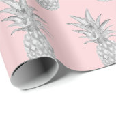 Roze ananas tropisch patroon cadeaupapier (Rol Hoek)