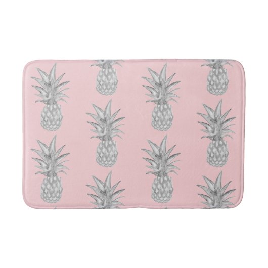 Roze Ananas Tropisch Patroon Vloermat Badmat (Voorkant)