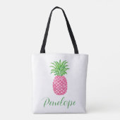 Roze Ananas Tropische Gepersonaliseerde  Tote Bag (Achterkant)