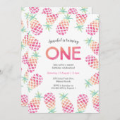 Roze ananas tropische verjaardag Uitnodiging (Voorkant / Achterkant)