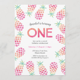 Roze ananas tropische verjaardag Uitnodiging