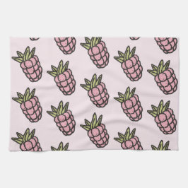 Roze ananas tropische vruchten Botanische zomer Theedoek