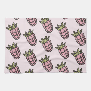 Roze ananas tropische vruchten Botanische zomer Theedoek