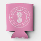 Roze Ananas Trouw Crest & Naam Blikjeskoeler (Achterkant)