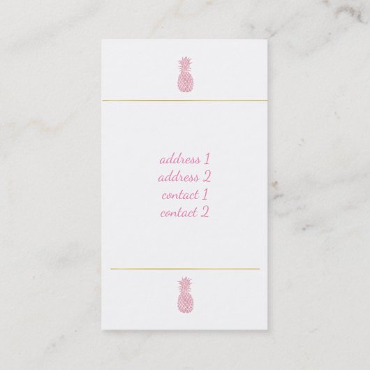 roze ananas visitekaartje (Achterkant)