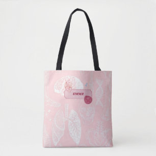 Roze anatomie medische student esthetisch ontwerp tote bag