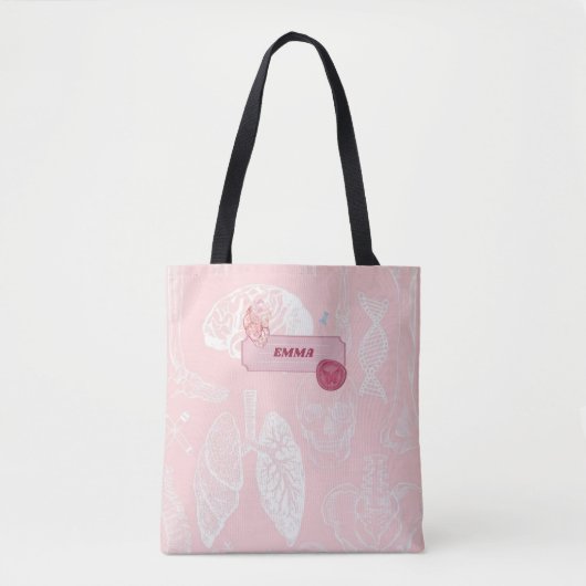 Roze anatomie medische student esthetisch ontwerp tote bag (Voorkant)