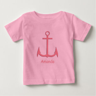 Roze Anchor Aangepaste Baby T-shirt