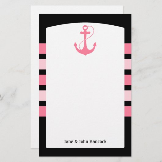 Roze Anchor Briefpapier (Voorkant / Achterkant)
