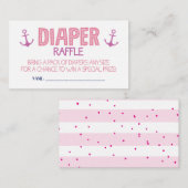 Roze Anchor Diaper Raffle Ticket Informatiekaartje (Voorkant / Achterkant)