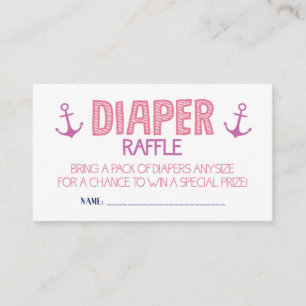 Roze Anchor Diaper Raffle Ticket Informatiekaartje