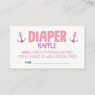Roze Anchor Diaper Raffle Ticket Informatiekaartje