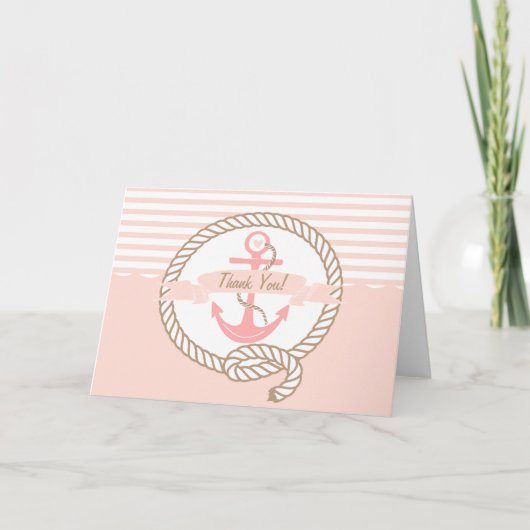 Roze Anchor | Nautical-bedankt-kaart Bedankkaart (Voorkant)
