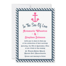 Roze anchor Nautical Navy Blue Stripe Wedding