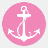 Roze Anchor Ronde Sticker (Voorkant)