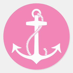Roze Anchor Ronde Sticker