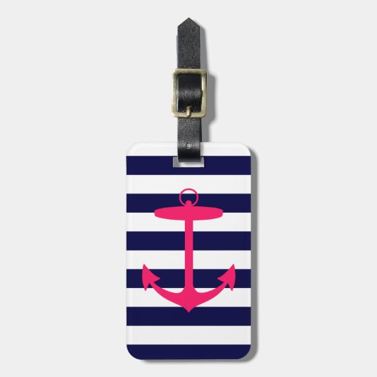 Roze Anchor Silhouette Bagagelabel (Voorkant verticaal)