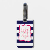 Roze Anchor Silhouette Bagagelabel (Achterkant verticaal)