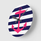 Roze Anchor Silhouette Ronde Klok (Hoek)