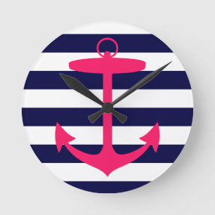 Roze Anchor Silhouette Ronde Klok